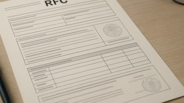 Un hombre joven organizando documentos para tramitar el RFC.