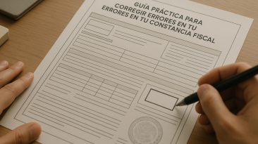 Documento fiscal con errores destacados y persona revisando