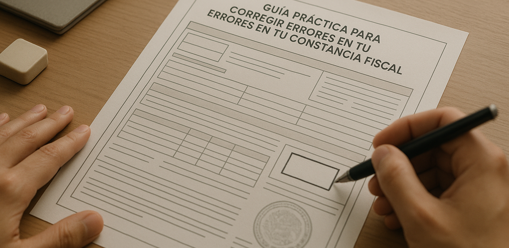 Documento fiscal con errores destacados y persona revisando