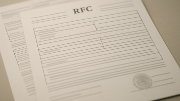 Persona revisando documentos en oficina del SAT.